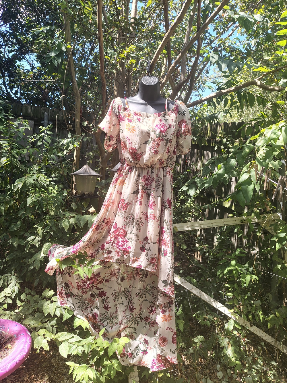 Floral Cream Hi-Low Summer Dress